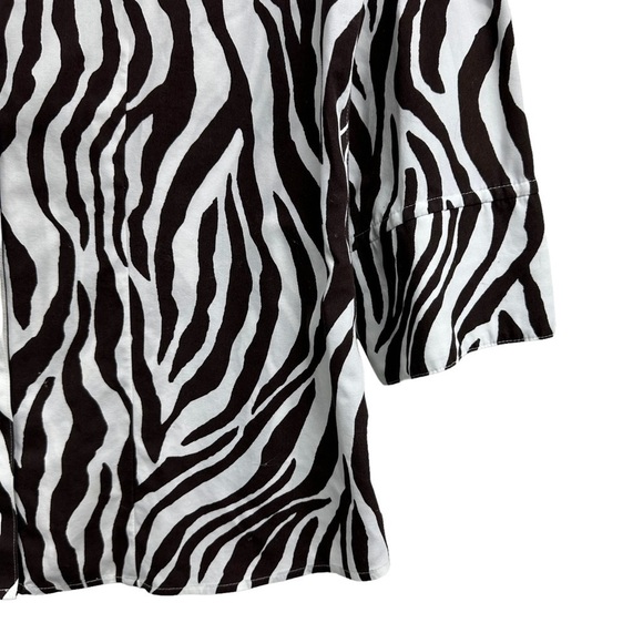 Chico’s Brown White Zebra Print 3/4 Sleeve Blouse, Size 0 - Picture 4 of 14